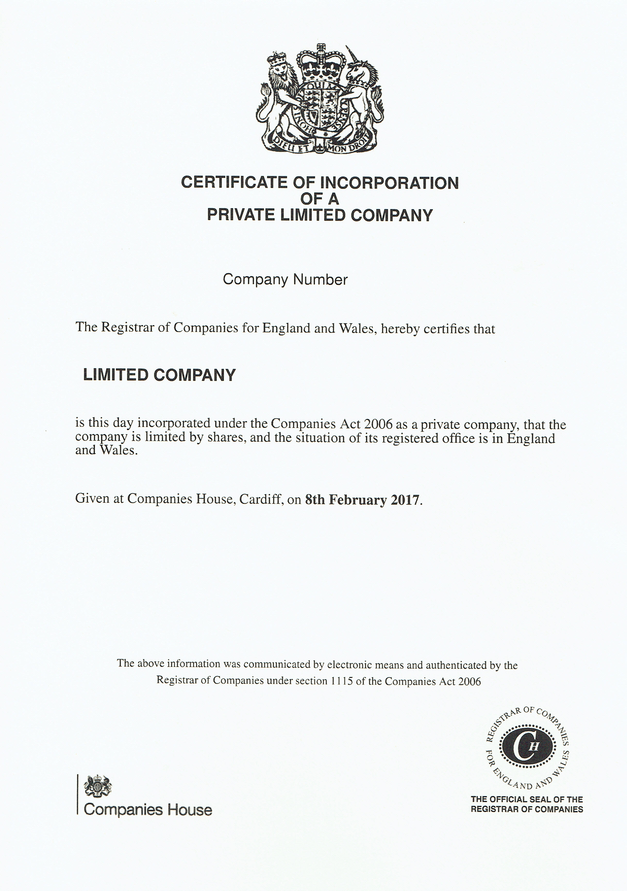 Example Of Certificate Of Incorporation